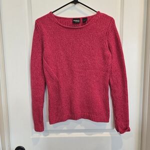 Y2K Raspberry Pink 100% Cotton Fitted Knit Sweater – Small